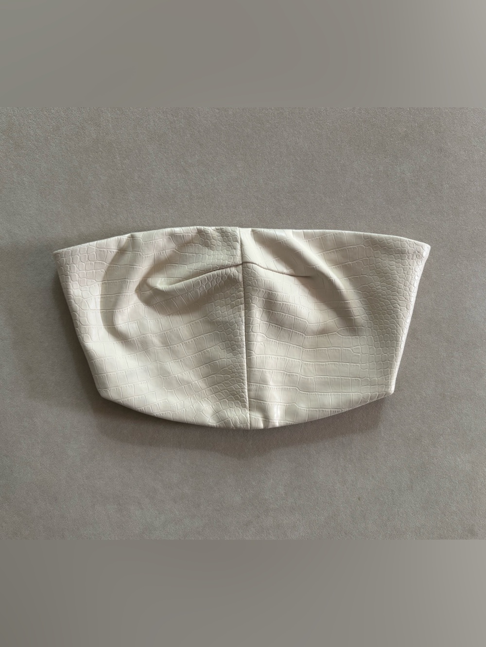 Meshki Off-White/Cream Faux-Crocodile Strapless Bandeau Corset Top